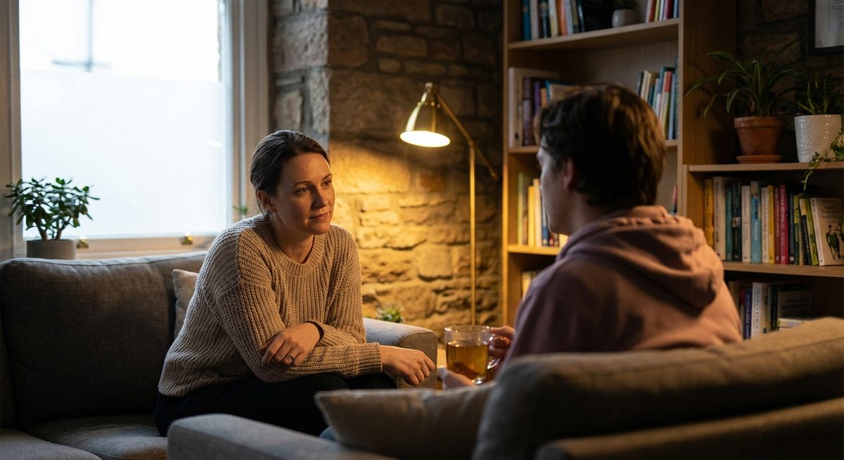 Professionel rådgiver der hjælper en person med spilproblemer