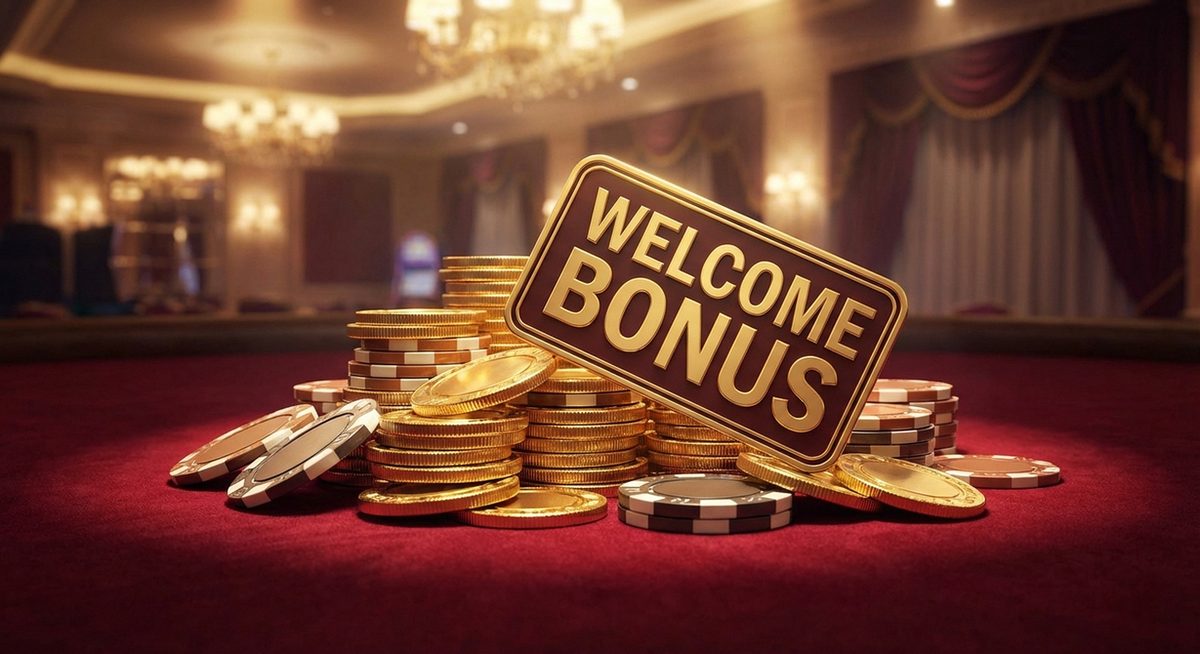 Velkomstbonus med guldmønter og casinochips