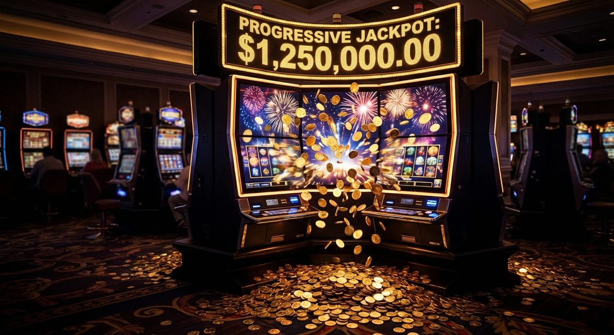 Progressiv jackpot spilleautomat med gylden tæller